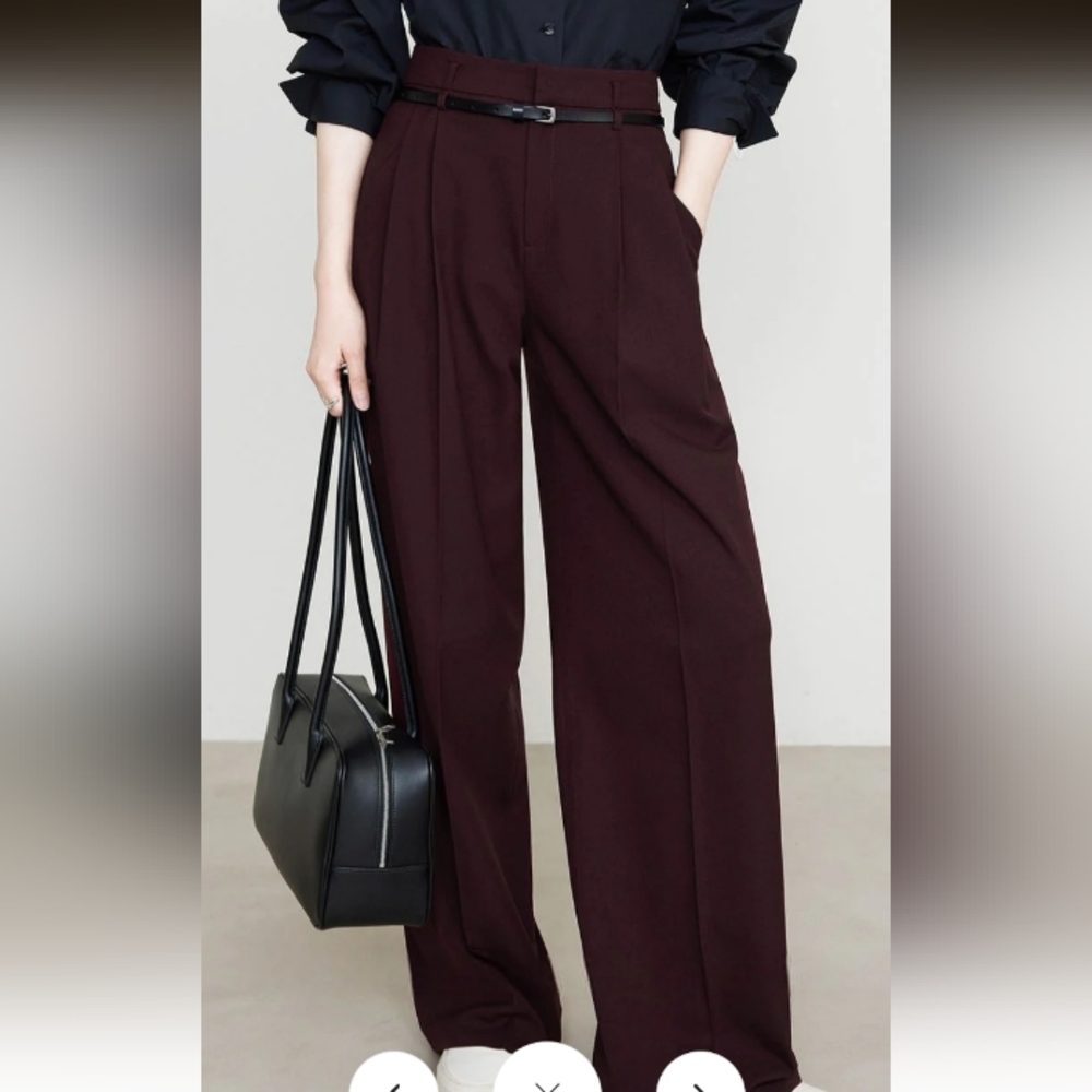 High-Waist Pleated Pants Without Belt